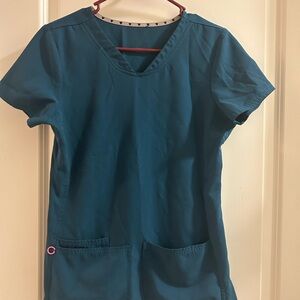 Heart Soul Carribean Blue Short Sleeve V-Neck Scrub Top